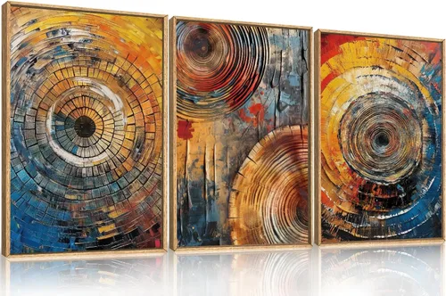 Miniatura 69 de Aryroi Juego de arte de pared en lienzo abstracto grande con marco floral, estilo bohemio, retro, neutro, flores silvestres, arte botánico de flores