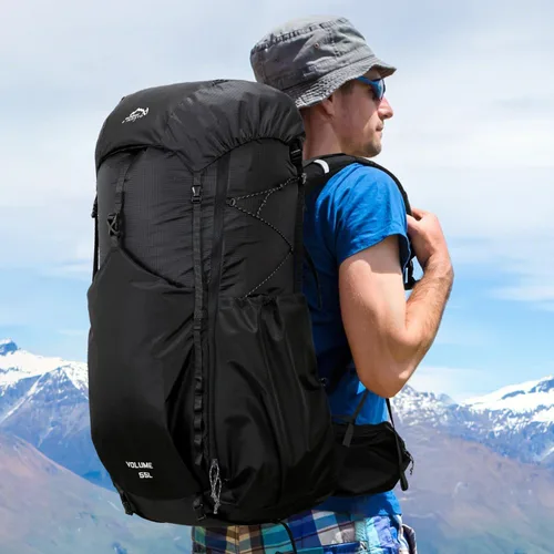 Miniatura 8 de IX INOXTO 55L Mochila con armazón interno resistente al agua para senderismo y camping con vejiga de agua de 3L y cubierta contra la lluvia, mochila