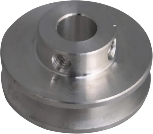 1.2x0.6x0.3 in aleación de aluminio de plata 0.3 in fijo sola rueda de polea en forma de V de orificio único para eje de motor 0.1-0.2 in PU correa