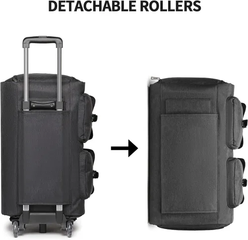 Miniatura 5 de seyfocnia Bolsas de ropa con ruedas, bolsa de ropa con ruedas, bolsa de ropa de viaje con compartimento para zapatos, bolsa de lona con ruedas