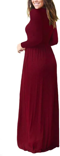Miniatura 3 de VIISHOW - Vestido largo para mujer, maxi vestido informal de ajuste holgado, manga larga y bolsillos