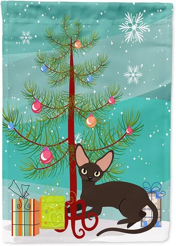 Miniatura 13 de Caroline's Treasures BB4411GF Bandera de jardín con diseño de gato abisinio con texto en inglés "Merry Christmas" para jardín, bandera decorativa