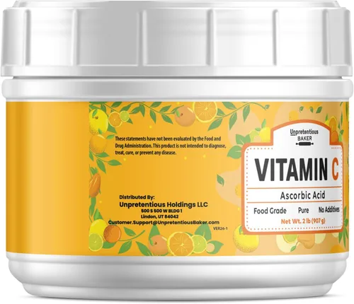 Miniatura 3 de Unpretentious Vitamina C en polvo (2 lb) de ácido ascórbico, tina resellable