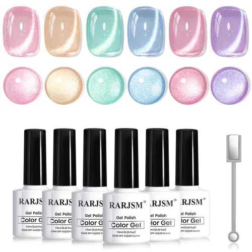 Miniatura 60 de RARJSM Juego de Esmaltes de Gel Nude Colección Jelly Pink de 6 Colores Naturales Transparentes Rosa Translúcido Lechoso Malva Morado Marrón Claro