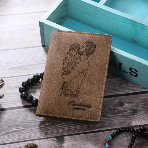 Miniatura 6 de Gemszoo Cartera personalizada con foto personalizada de cuero para hombres padre, Style 5