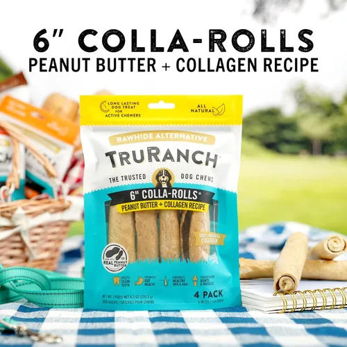 Miniatura 7 de TRURANCH Rollos de colágeno – Rollos de colágeno de 6 pulgadas para perros – Tratamiento para perros de larga duración para apoyo saludable