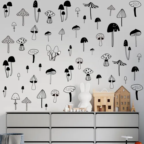 Miniatura 4 de Glenmal 72 calcomanías de pared de hongos de acuarela gigantes, calcomanías de hongos del bosque, despegar y pegar, calcomanías de vinilo extraíbles