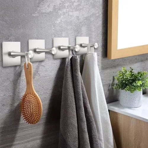 Miniatura 2 de DGYB Ganchos autoadhesivos para colgar, juego de 4 ganchos de pared adhesivos de acero inoxidable de alta resistencia de níquel cepillado, ganchos