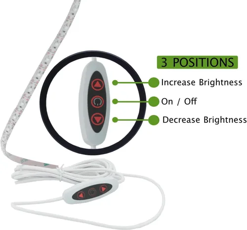 Miniatura 5 de Tira de luz LED para máquina de coser Madam Sew – Luces LED flexibles para coser con atenuador, adhesivo en la parte posterior y clips – Tira de luz