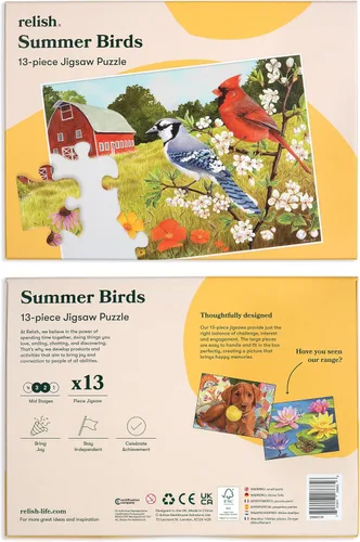 Miniatura 8 de Relish Rompecabezas de piezas grandes para personas mayores, rompecabezas de 13 piezas de pájaros de verano, productos de demencia para ancianos