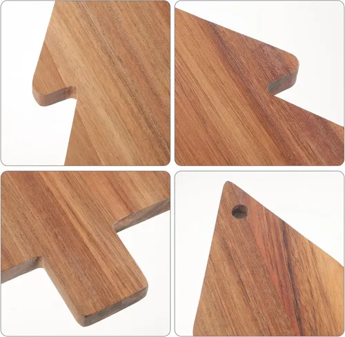 Miniatura 8 de COHEALI Tabla de cortar de madera con forma de árbol de Navidad tablas de charcutería tablas de cortar bandeja de alimentos pan de queso, pizza