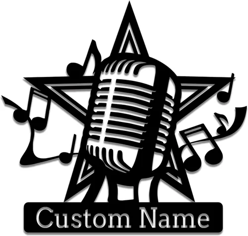 Miniatura 8 de Micrófono personalizado para decoración de pared de metal, grabación de decoración de habitación del hogar, auriculares y micrófonos personalizados