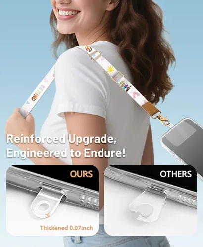 Miniatura 3 de Yonlevres Cordón cruzado para teléfono con correa para la muñeca, cordones Be Kind para teléfono celular alrededor del cuello, correa ajustable Be
