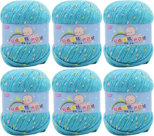 Miniatura 21 de Paquete de 6 hilos de ganchillo de algodón colorido para tejer suéter súper suave para mantas de bebé y ropa, sombrero, bufanda, 10.58 oz