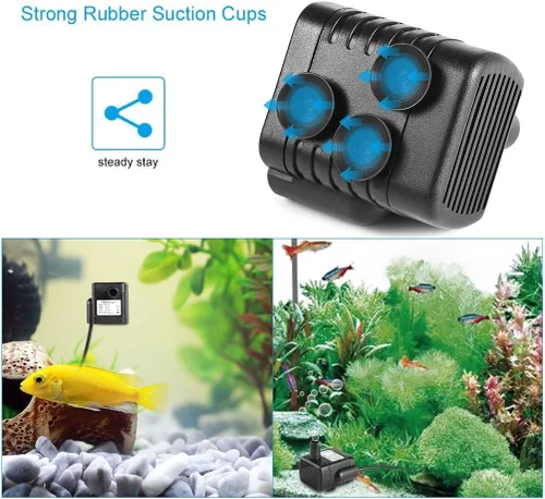 Miniatura 4 de Bomba sumergible USB, DC 5V pequeña bomba sin escobillas, mini bomba sumergible silenciosa USB fuente acuario fuente de peces circulación de agua