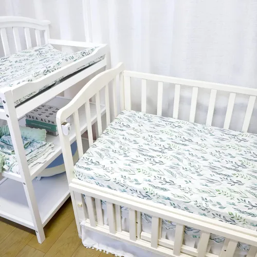 Miniatura 4 de DILIMI Sábana bajera ajustable para cuna para bebé, niños y niñas, sábana de bebé ultrasuave para cuna estándar y colchón de niño pequeño, hoja verde