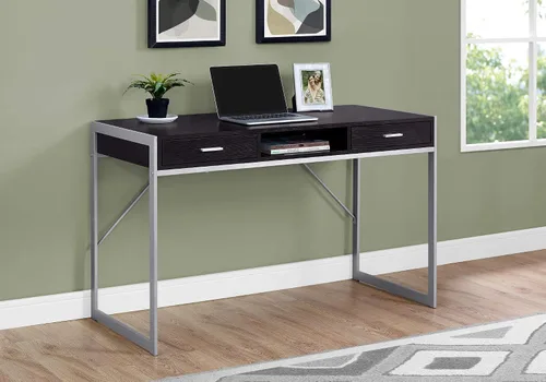 Miniatura 2 de Monarch Specialties Mesa contemporánea para laptop con cajones y estante para el hogar y la oficina, patas de metal, 48 pulgadas de largo, capuchino