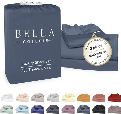 Miniatura 97 de Bella Coterie - Juego de sábanas de lujo de viscosa de bambú para cama tamaño split king 2 sábanas ajustadas para camas Sleep Number y camas 06
