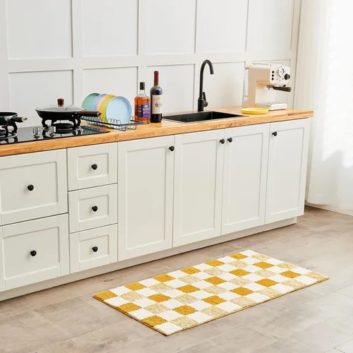 Miniatura 8 de CozeCube Alfombras de baño para baño antideslizantes, alfombra de baño de microfibra esponjosa absorbente lavable, alfombras de baño estéticas, Oro