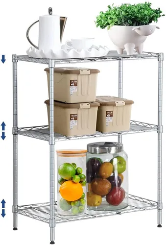 Miniatura 14 de BNSPLY Estantería ajustable de 3 niveles, estante de alambre de metal con certificado NSF, pies niveladores, estante de almacenamiento de pie