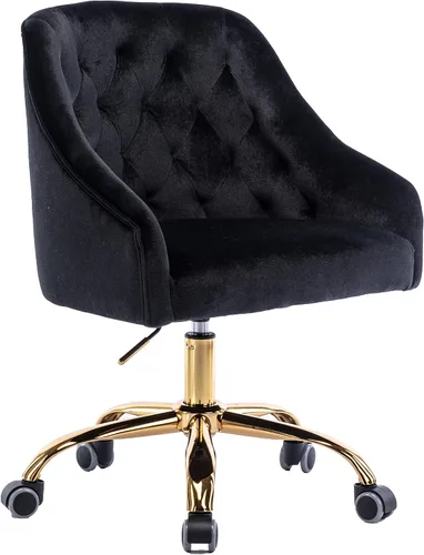 Miniatura 20 de Silla de trabajo cómoda para oficina en casa con ruedas, linda silla de escritorio giratoria ajustable de tocador moderna tapizada en terciopelo