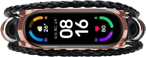 Miniatura 2 de Mi Band 6 - Correa de repuesto de cuerda trenzada retro con hebilla de metal, elemento de cuentas, pulsera ajustable para bricolaje, accesorios