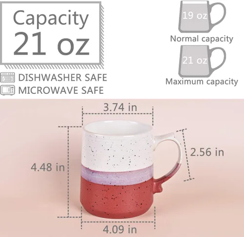 Miniatura 2 de Bosmarlin Taza de café grande de cerámica, taza de té grande para oficina y hogar, 21.5 onzas, apta para lavavajillas y microondas, 1 unidad