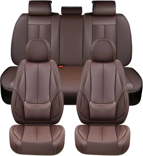 Miniatura 66 de Coverado Juego completo de fundas de asiento de automóvil, fundas de asiento negras para asientos delanteros y traseros de automóvil, protector
