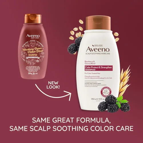 Miniatura 2 de Champú OGX Aveeno Color Protect Strengthen+ Moras y Quinoa, Fresco, 12 onzas líquidas
