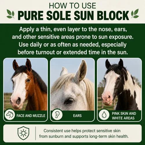 Miniatura 5 de Protector solar para caballos – Pure Sole Sun Block Cream Protege la piel rosa sensible del sol, quemaduras de viento y deslumbramiento de nieve