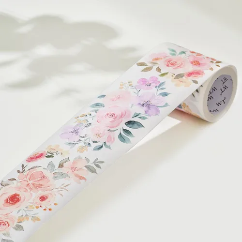 Miniatura 16 de WT Pretty Florals - Cinta ancha de PET, rollo individual, diseños originales, cinta decorativa floral, cinta transparente para manualidades para WT