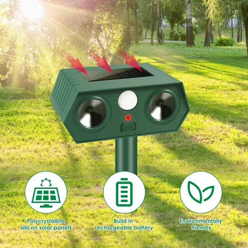 Miniatura 5 de Repelente solar ultrasónico de animales 2026, dispositivos repelentes de ciervos sónicos y repelente de gatos al aire libre, sensor de movimiento