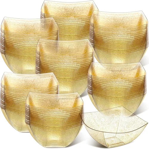 Miniatura 15 de Sliner 100 Piezas Cuencos de Plástico Cuadrados 8 oz Cuencos de Servir de Plástico Desechables Contenedores de Chips para Fiestas, Contenedores