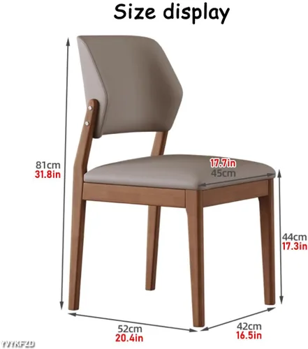 Miniatura 3 de YVYKFZD Wooden Dining Chairs Set, Leather Dining Room Chair, Upholstered Kitchen Chairs with Curved Backrest, Armless Living Room Chair, for Bedroom