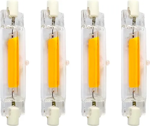 Paquete de 4 bombillas LED R7S de 3.071 in 10 W LED COB luz 100 W halógena equivalente tipo J T3 120 V R7S base regulable blanco cálido 3000 K doble