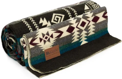 Miniatura 8 de QISU Manta de Lana Tipo Throw Grande, Hermosa, Cálida, Hecha a Mano en Ecuador por Artesanos Locales 94″ x 78″ Ultra Suave, Hipoalergénica