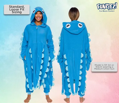 Miniatura 3 de FUNZIEZ - Mameluco de una pieza de un pulpo de calamar para adultos