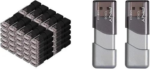 PNY Unidad flash USB 2.0 Attaché 3 de 32 GB, paquete de 50 y unidad flash Turbo Attaché 3 USB 3.0 de 128 GB, paquete de 2