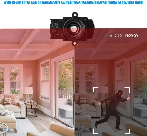Miniatura 5 de Sonew Lente de cámara 1080P 0.236 in F1.5 Lente de enfoque fijo focal fija de plástico negro con filtro de corte IR para cámara de seguridad CCTV