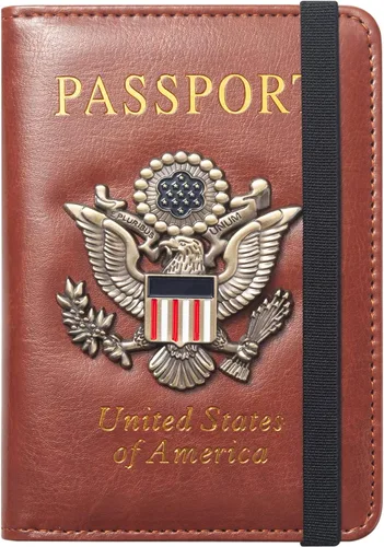 Miniatura 10 de Funda para pasaporte de alta calidad para viajes, con bloqueo RFID, delgada, duradera y apta para viajes, cartera para pasaporte mantiene tus