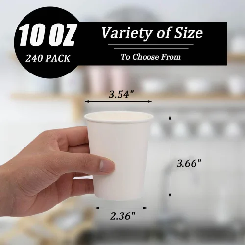 Miniatura 2 de Lamosi Paquete de 240 tazas de papel de 10 onzas, tazas de café desechables de 10 onzas, tazas para bebidas calientes/frías para agua, jugo o té