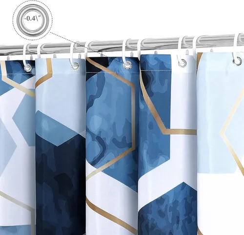 Miniatura 6 de Litabel Juego de cortinas de ducha impermeables, decoración geométrica moderna, de tela abstracta, para baño, 72 x 72 pulgadas Azul
