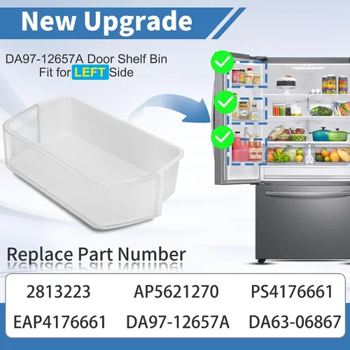 Miniatura 3 de DA97-12657A Refrigerador Puerta Izquierda Estante de Repuesto para Refrigerador Samsung Piezas RF260BEAESR RF261BEAESR RF261BEAESP Reemplazar