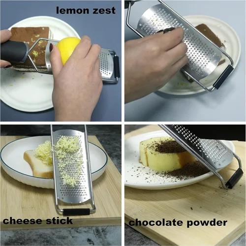Miniatura 7 de Rallador de queso de mano con mango, limón y cítricos, herramienta para cocina, acero inoxidable, suministros de decoración de pasteles, accesorios