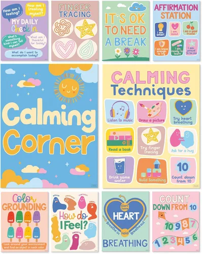 Miniatura 8 de Sweetzer & Orange S&O Calm Down Corner to Relax Kids, juego de tablones de anuncios relajantes para el aula, artículos de rincón calmante, tabla