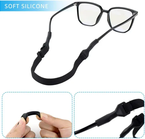 Miniatura 3 de TKYPZY 4 correas para gafas deportivas, lentes de sol, soporte ajustable para lentes para hombres y mujeres (negro), Negro -, Mediana