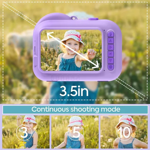 Miniatura 2 de Cámara digital de impresión instantánea para niños de 3.5 pulgadas para niños y niñas de 3 a 12 años
