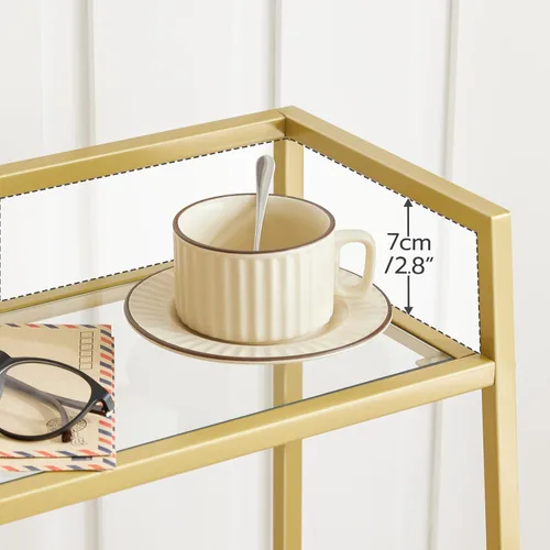Miniatura 3 de HOOBRO Soporte de estante de vidrio dorado, unidad de estante de pie de 3 niveles, organizador y almacenamiento de baño, estantes de almacenamiento