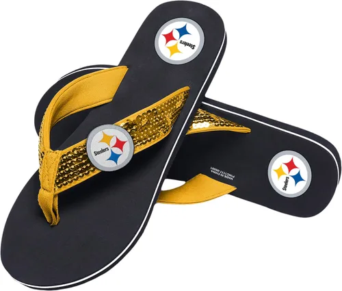 Miniatura 23 de FOCO Womens NFL Team Logo Sequin Strap Sandals Flip Flops