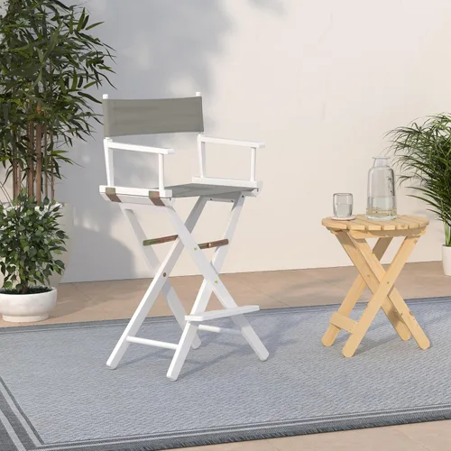 Miniatura 2 de Casual Home - Silla de director de 24 in, marco blanco, lona gris, altura de mostrador